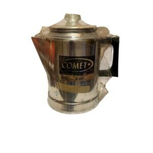 Comet Aluminum 9 Cup Percolator Camping Stove-Top Coffee Pot Made in USA Vintage